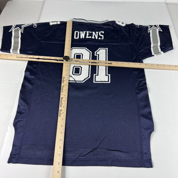 Y2K Reebok Dallas Cowboy Terrell Owens 81 Football Jersey Youth Extra Large Blue - Picture 11 of 14